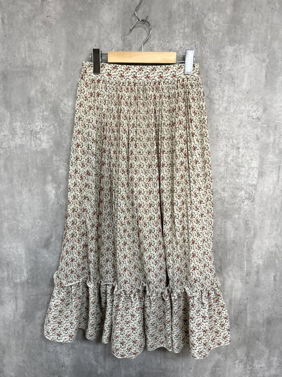 NICECLAUP ナイスクラップ 小花柄 プリーツ スカート sizeF/アイボリー■◆拍卖