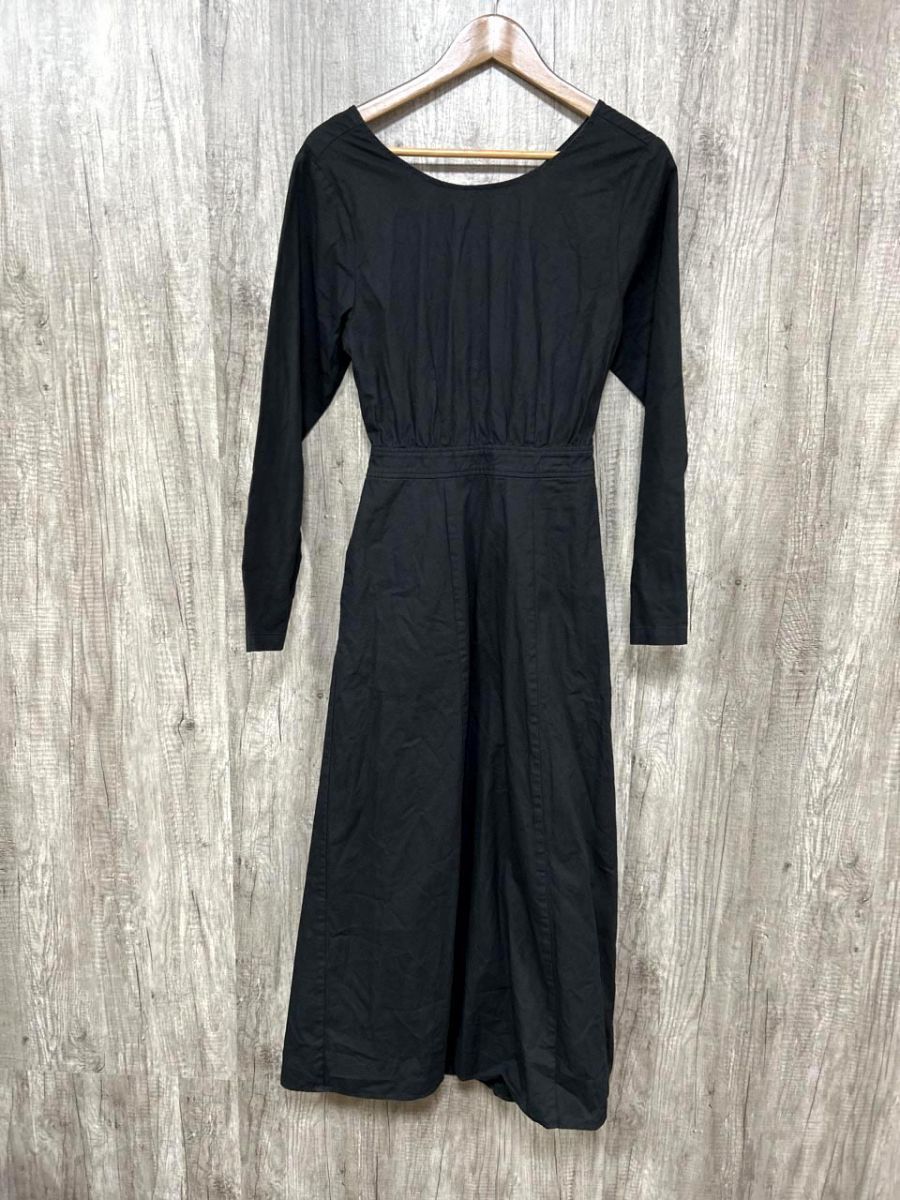 ネコポスOK Ungrid アングリッド 長袖 バックオープン フレア ロング ワンピース sizeS/黒 ■◇ レディース拍卖