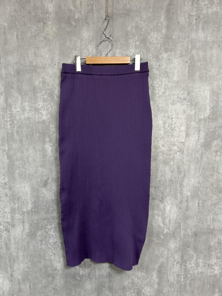 ネコポスOK SMILE LAND スマイルランド リブ タイト ロング スカート size3L/紫 ◆■ レディース拍卖