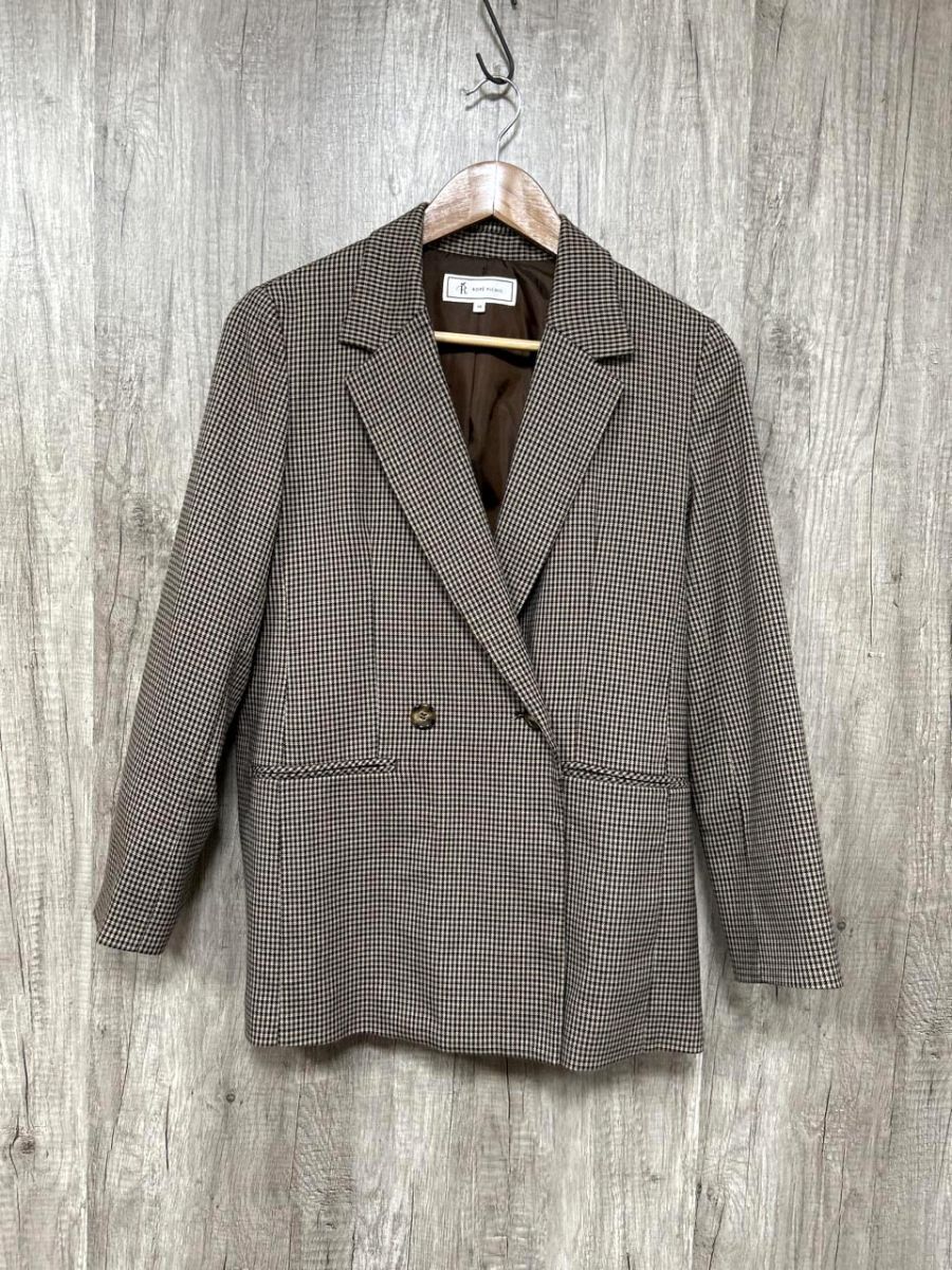 ROPE ロペ 千鳥柄 テーラード ジャケット sizeM/茶 ■■ レディース レディース拍卖