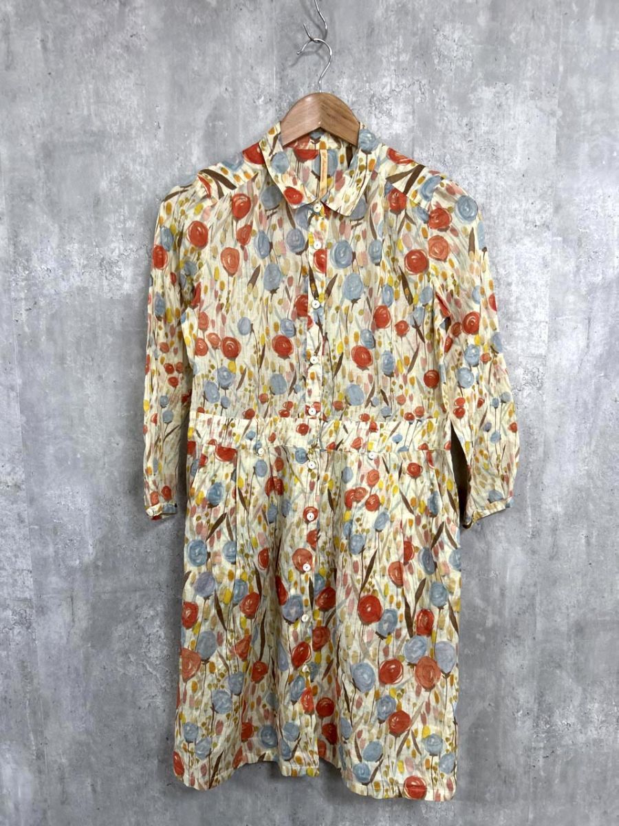 ADIEU TRISTESSE アデュー トリステス 長袖 総柄 ロング シャツ ワンピース sizeM/マルチカラー ■◇ レディース拍卖