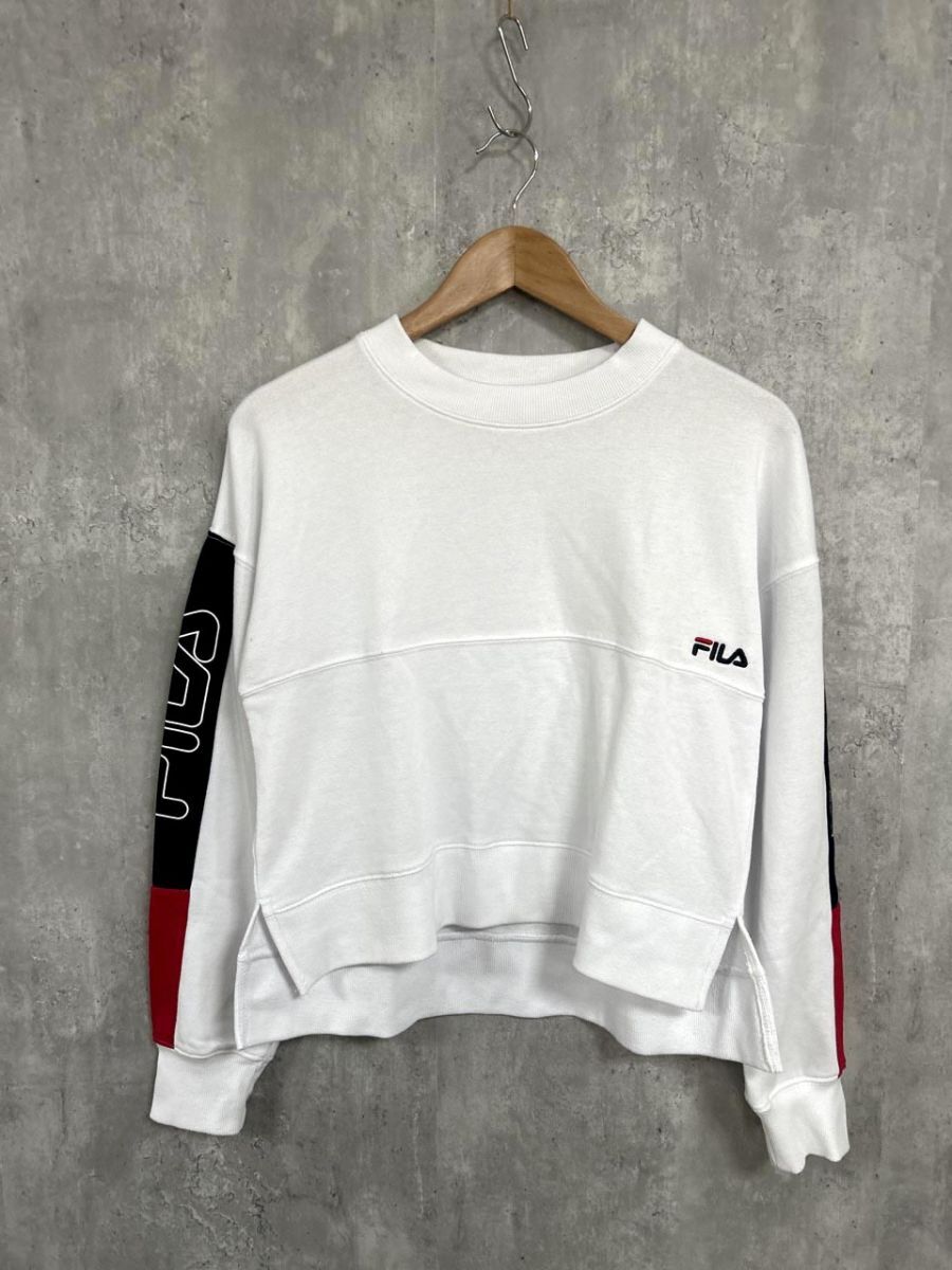FILA フィラ サイドプリント プリント 刺繍ロゴ スウェット sizeM/白 ■■ レディース拍卖