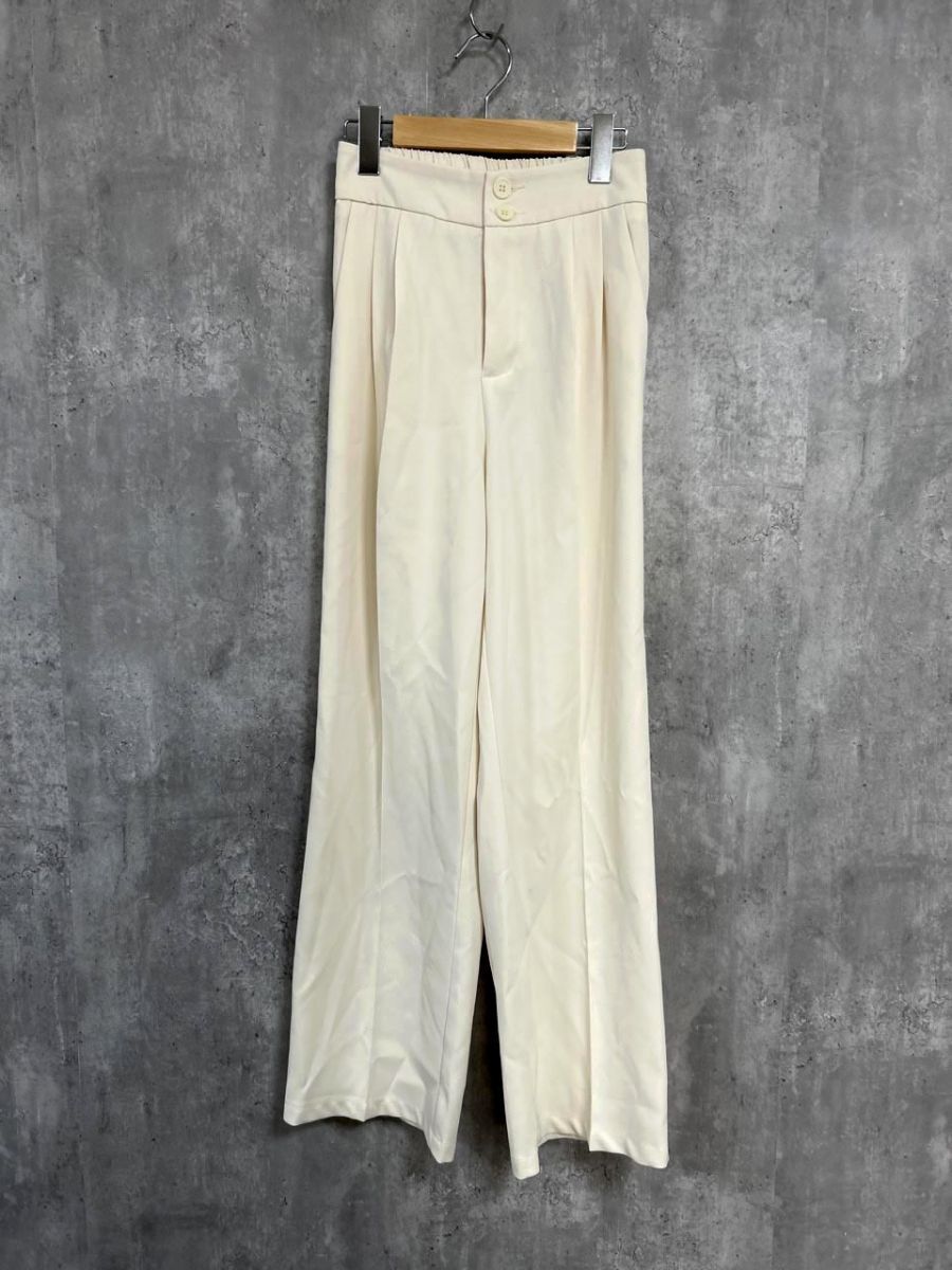 ネコポスOK COCOMOMO ココモモ センターライン スラックス パンツ アイボリー ■◆ レディース レディース拍卖