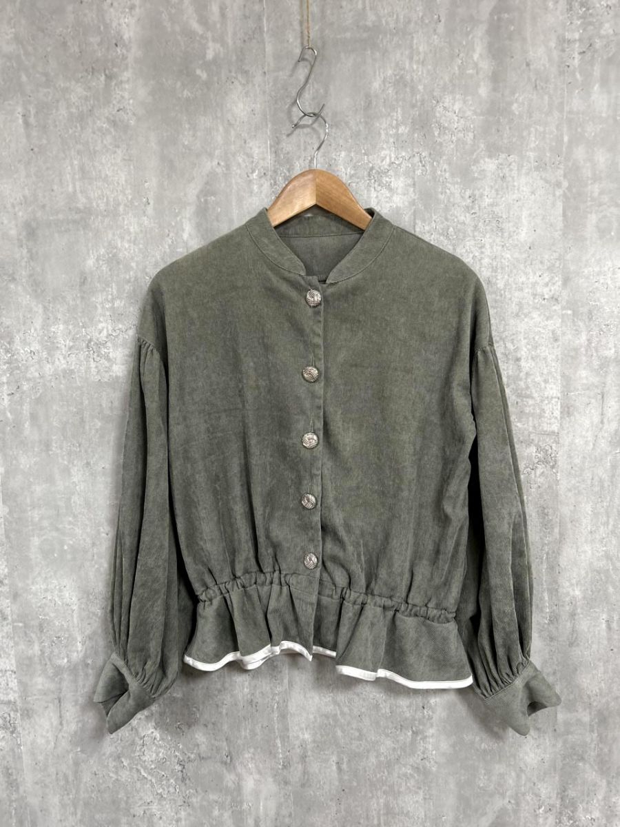 ネコポスOK kutir クティール コールボタン コーデュロイ ブラウス シャツ sizeF/グレー ■◇ レディース拍卖