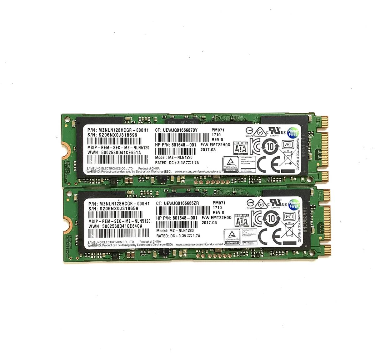 K70611173 SAMSUNG M.2 SATA 128GB SSD 2点 【中古動作品】071016拍卖