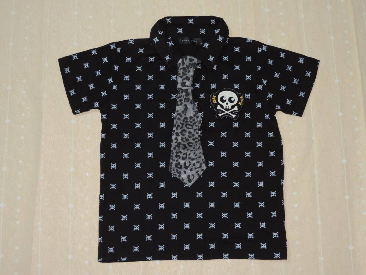 ☆ドクロいっぱいプリントネクタイデザイン半袖ポロシャツ☆120センチ☆SPACE OPERA☆拍卖