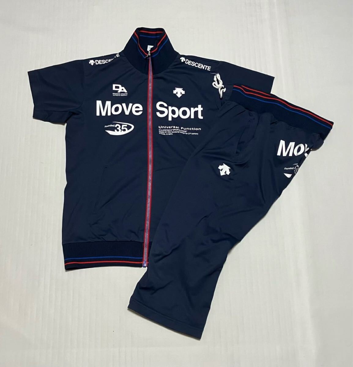 デサント ムーブスポーツ トラックジャージ上下 ネイビー レディースLサイズ 半袖/7分丈 DAT-1123W/DAT-1123WP拍卖