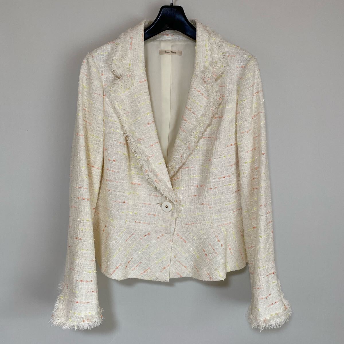 ローズティアラ テーラードジャケット 42 ベージュ ピンク 黄緑 DMW拍卖