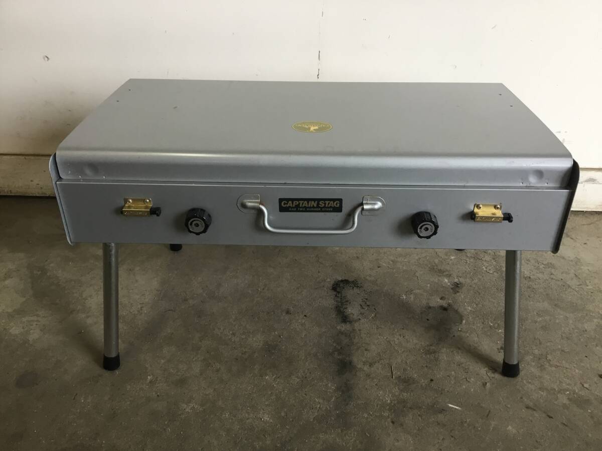 △ y 岐阜発/ CAPTAIN STAG/ GAS TWO BURNER/ M-419/ ツインコンロ/ BBQ/ キャンプ/ アウトドア/ 点火確認/ 現状品/ R7.6/7 △拍卖