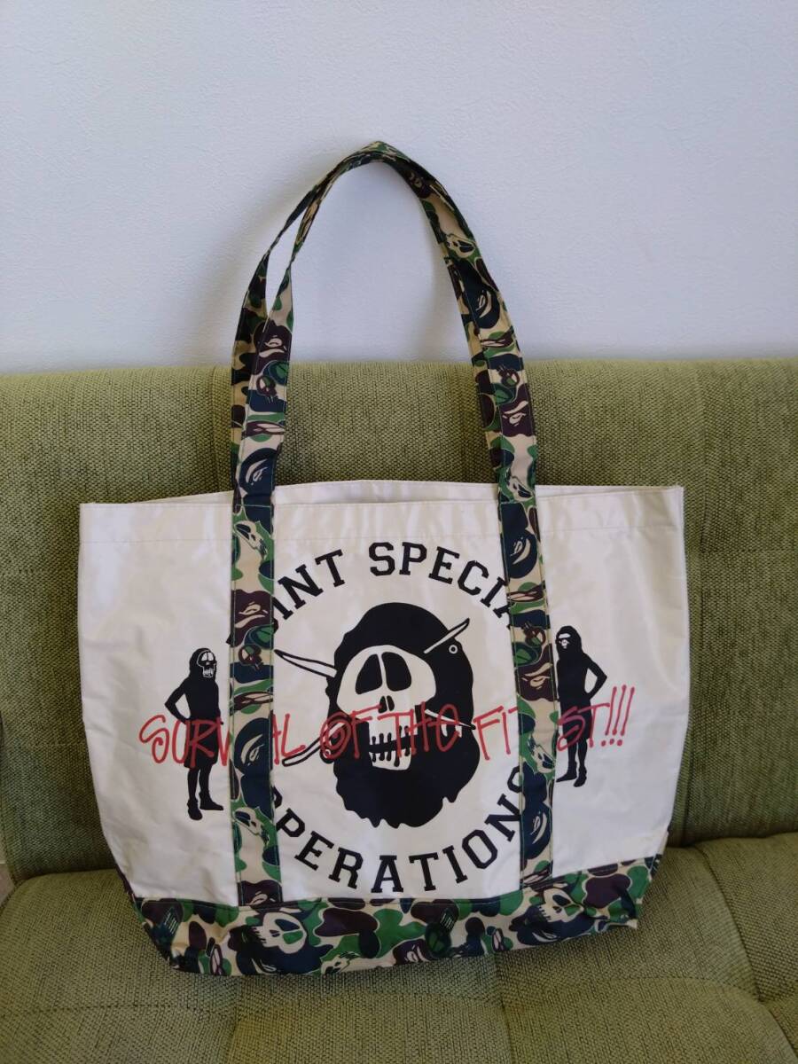 A BATHING APE × STUSSY コラボ トートバッグ 迷彩柄 アベイシングエイプ 防水拍卖