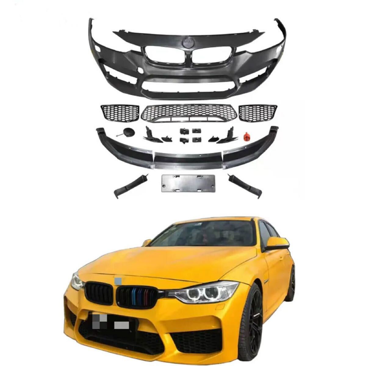 BMW 3シリーズ F30 M5-style フロントバンパー 部品一式 ボディキット 外装 アップグレード エアロ カスタム パーツ ドレスアップ 新品拍卖