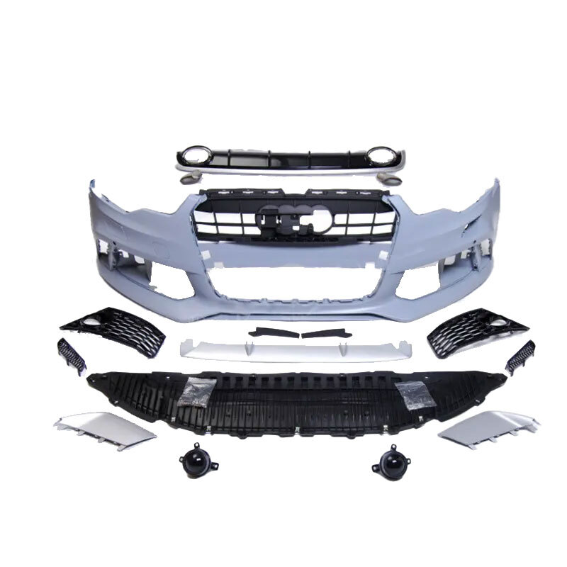 Audi A6 S6 RS6-style フロントバンパー リアディフューザー マフラーカッター アップグレード 外装 エアロ カスタム ドレスアップ パーツ拍卖