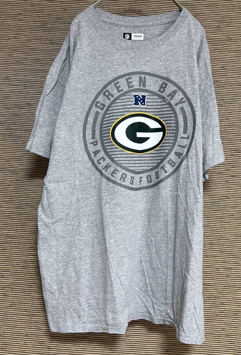 NFL Tシャツ グリーンベイパッカーズ アメフト デカロゴ グレー@9 古着 入手困難 激レア 希少 人気 ビッグロゴ アメリカン拍卖