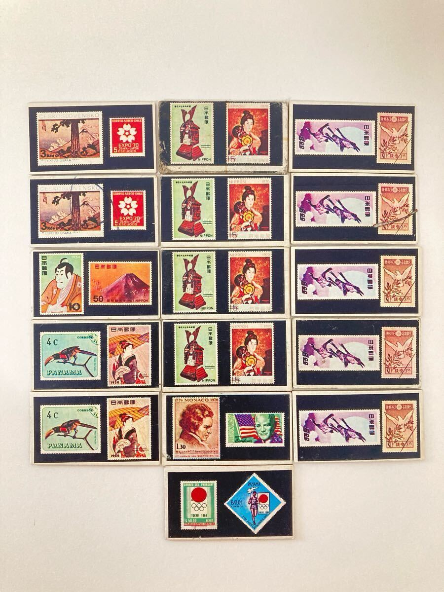 【ad2506001.49】角面子!めんこ 16枚 切手絵柄 ベッタン 当時物 昭和レトロ デッドストック コレクション拍卖