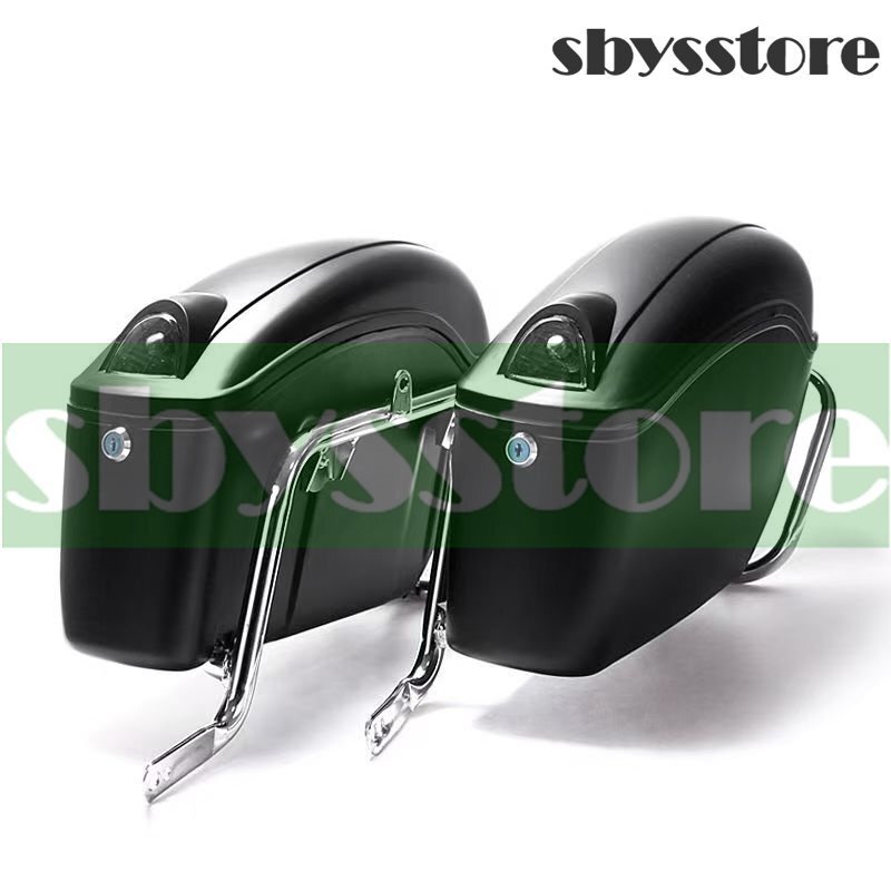 バイク用サイドボックス サイドケース 左右セット ABS素材 着脱簡単 取り付けステー LEDランプ/鍵2本/ブラケット付き 収納ボックス 防水拍卖