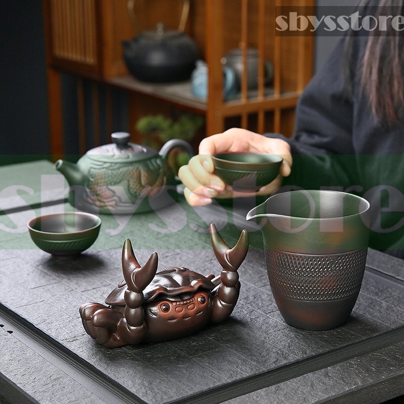 創意 カニ型茶こし 茶フィルター 茶葉フィルター 多機能ペン立て フィルター 茶こし器 功夫茶具拍卖
