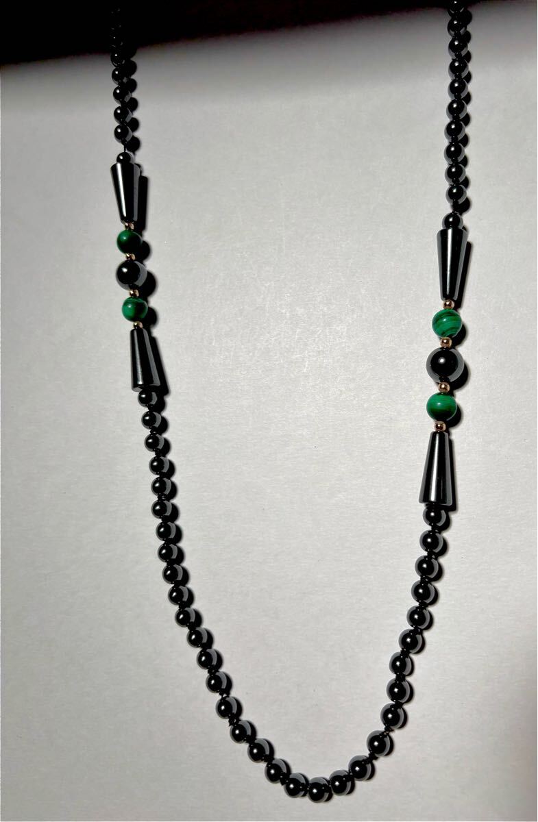 【美品】ヴィンテージ ヘマタイト マラカイト ロングネックレス ネックレス コスチュームジュエリー 孔雀石 天然石拍卖