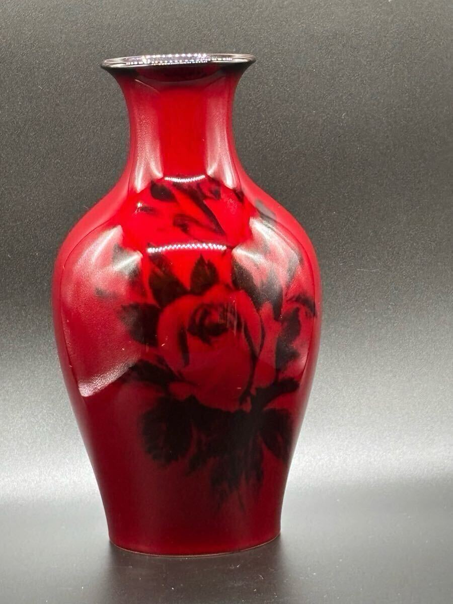 【USED】ノリタケ スタジオコレクション 花瓶 辰砂 薔薇 バラ 赤 花器 ボーンチャイナ Noritake Studio Collection オールドノリタケ拍卖