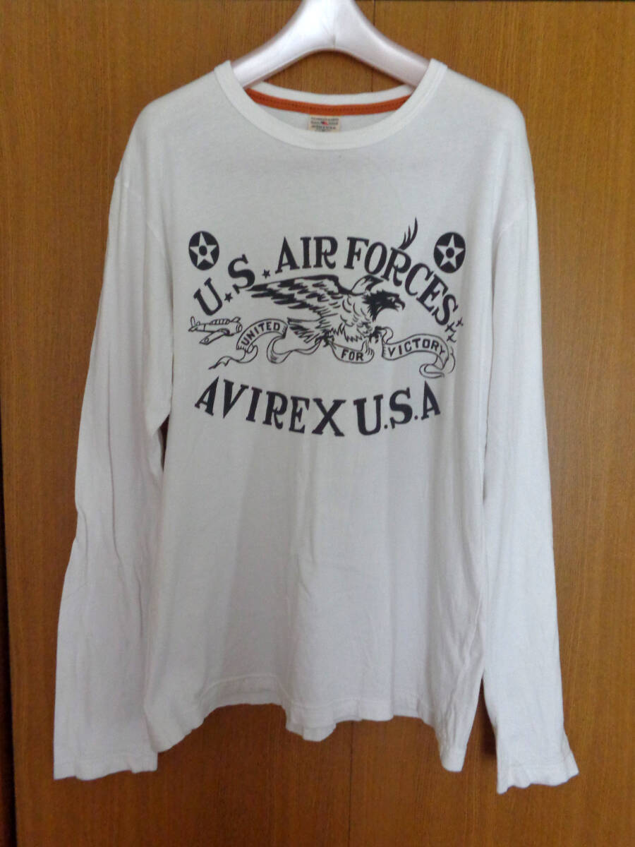 AVIREX★アヴィレックス 長袖Tシャツ US AIR FORCE USAF ロゴプリント☆白 Lサイズ 送料¥430♪拍卖