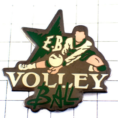 ピンバッジ・バレーボール選手レシーブ白い球スター緑グリーンの星◆フランス限定ピンズ◆レアなヴィンテージものピンバッチ拍卖