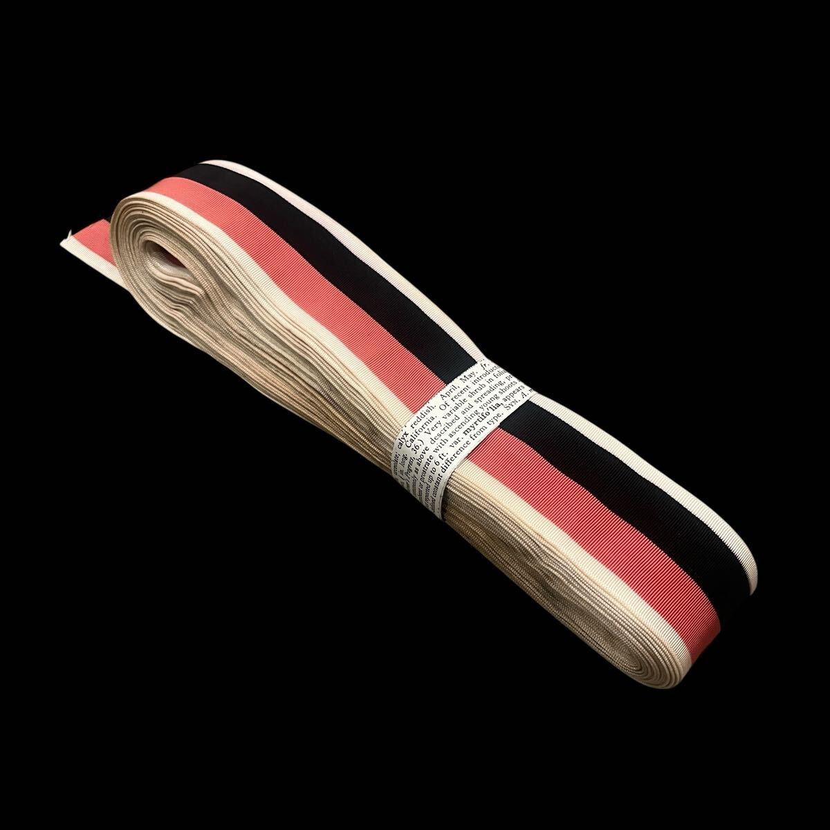 ビンテージ グログラン リボン 巻き デッドストック 黒ピン ブラック&ピンク カンカン帽 ハット アンティーク 手芸拍卖