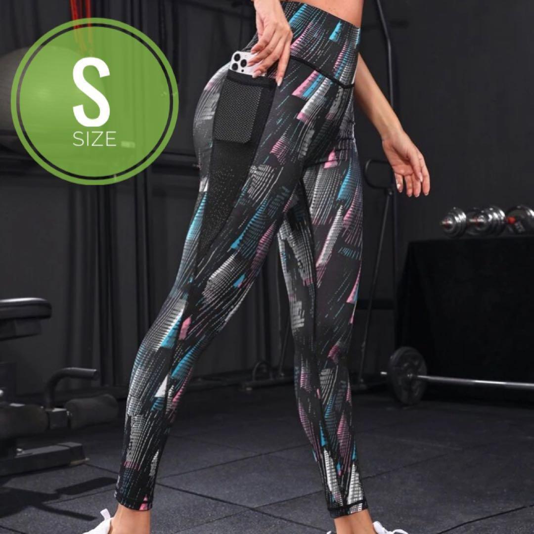 美尻脚長☆ヨガウェア デジタルデザイン レギンス スパッツ Sサイズ S-S2拍卖