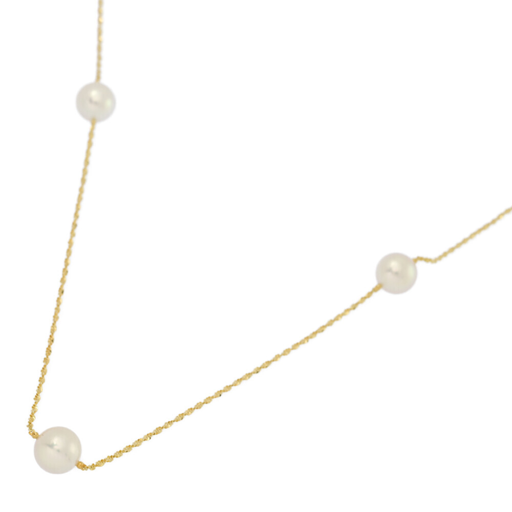 8.5mm/ステーションセッティング 7P・アコヤ真珠/真珠 パール ネックレス/K18YG/750-10g/イエローゴールド/プレゼント/記念日■579871拍卖