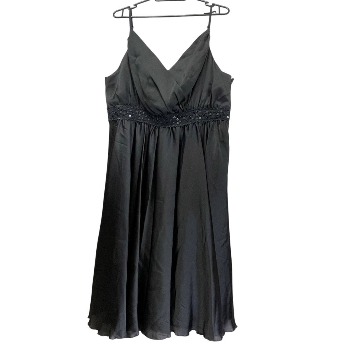 ef-de エフデ キャミソール ワンピース ドレス ブラック系 光沢 スパンコール レース レディース 肩紐アジャスター有り 15拍卖