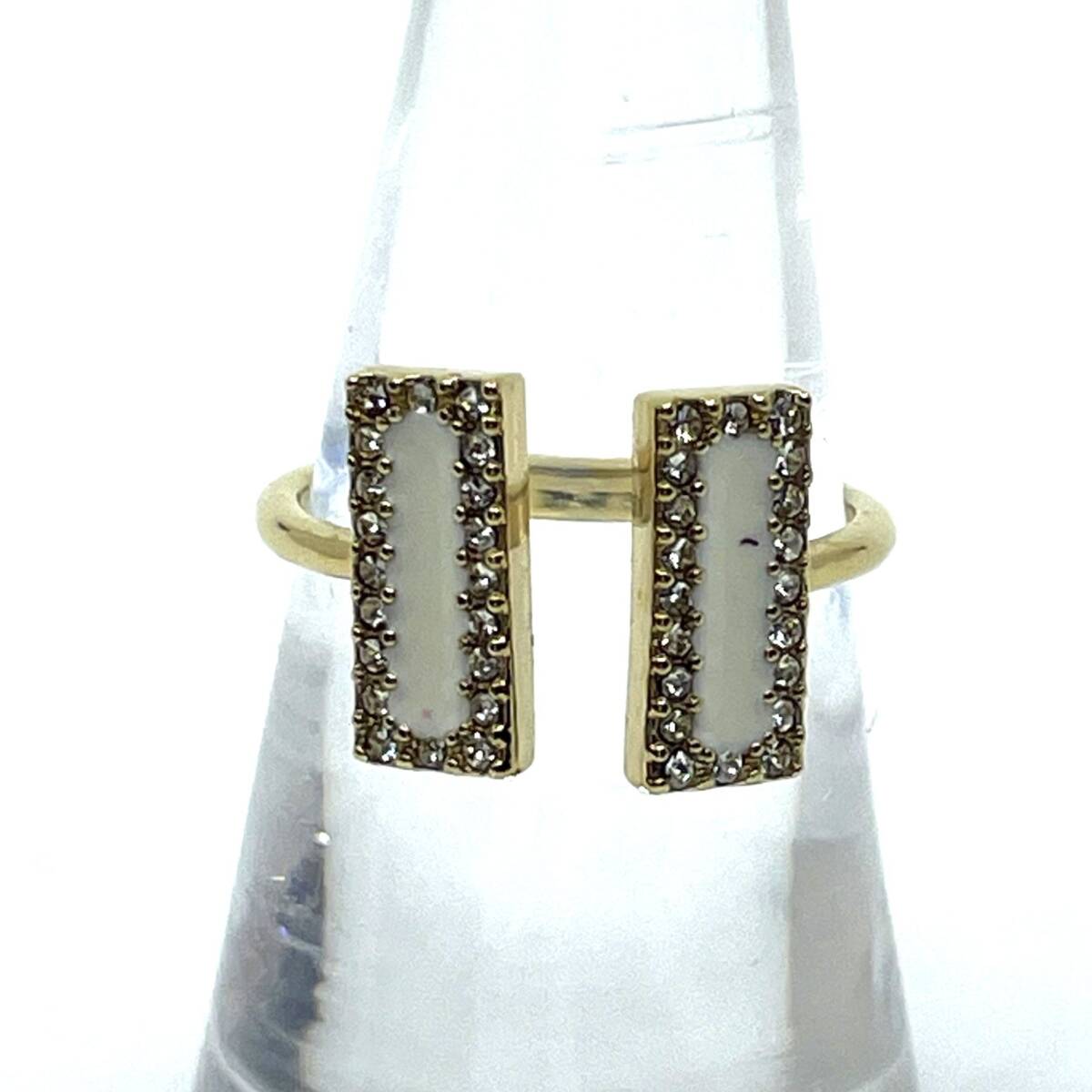 kate spade ケイトスペード ファッションリング ゴールド×ホワイト ラインストーン 石 7 #12 レディース アクセサリー エレガント拍卖
