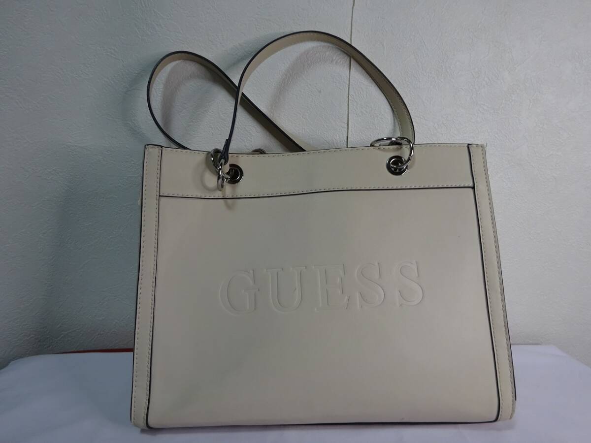 USED品 GUESS/ゲス/トートバッグ/ショルダーバッグ/ベージュ系拍卖