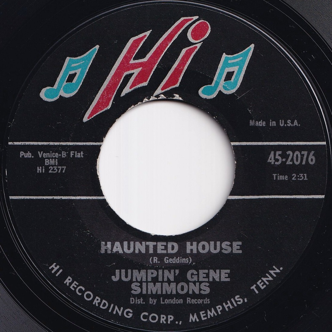 Jumpin' Gene Simmons Haunted House / Hey, Hey Little Girl Hi US 45-2076 211288 R&B R&R レコード 7インチ 45拍卖