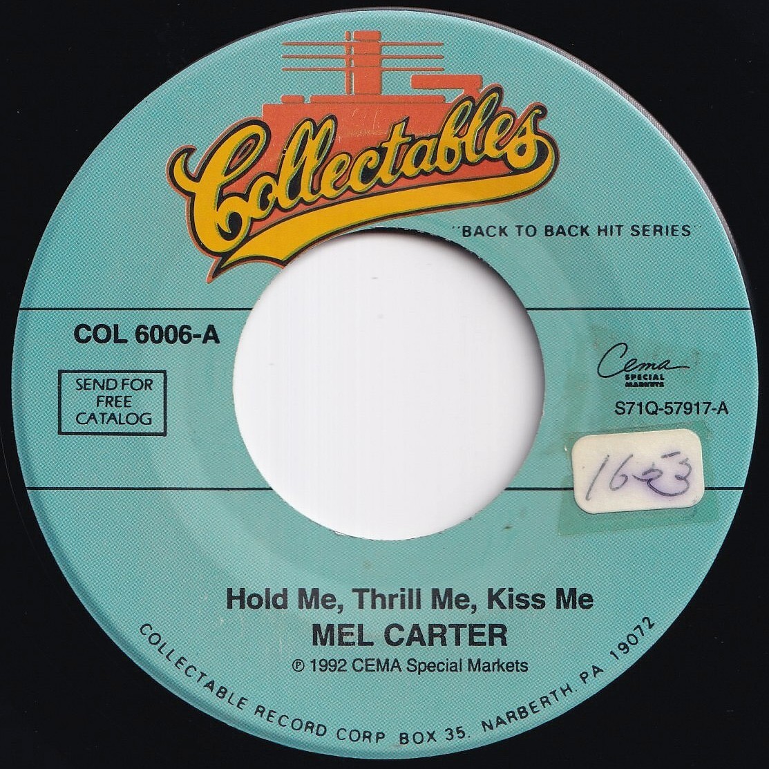 Mel Carter Hold Me, Thrill Me, Kiss Me / Band Of Gold Collectables US COL 6006 211553 ロック ポップ レコード 7インチ 45拍卖