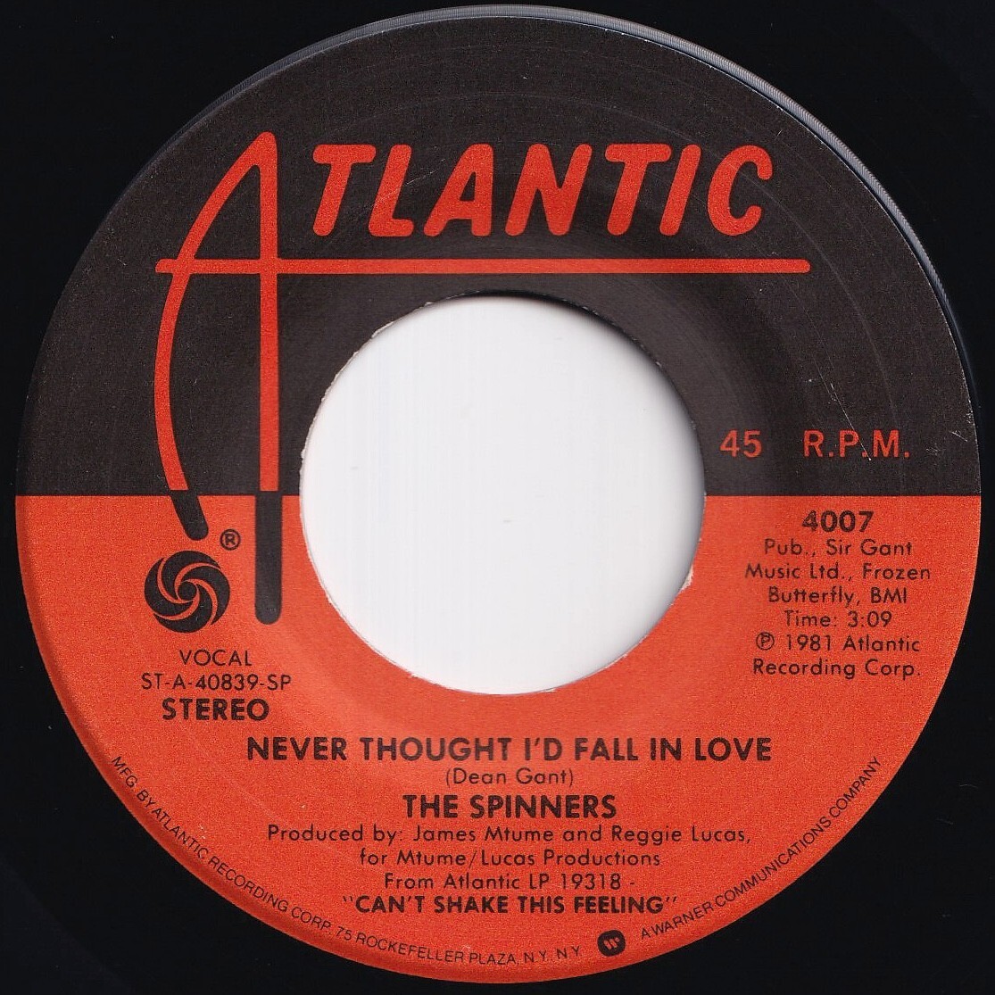 Spinners Never Thought I'd Fall In Love / Send A Little Love Atlantic US 4007 211635 SOUL ソウル レコード 7インチ 45拍卖