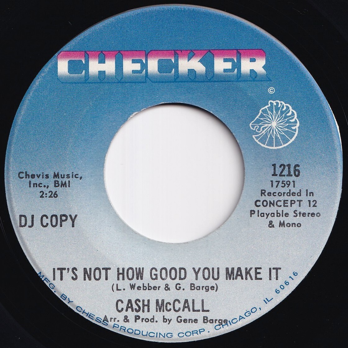 Cash McCall It's Not How Good You Make It / We've Come A Long Way Together Checker US 1216 211397 ソウル レコード 7インチ 45拍卖