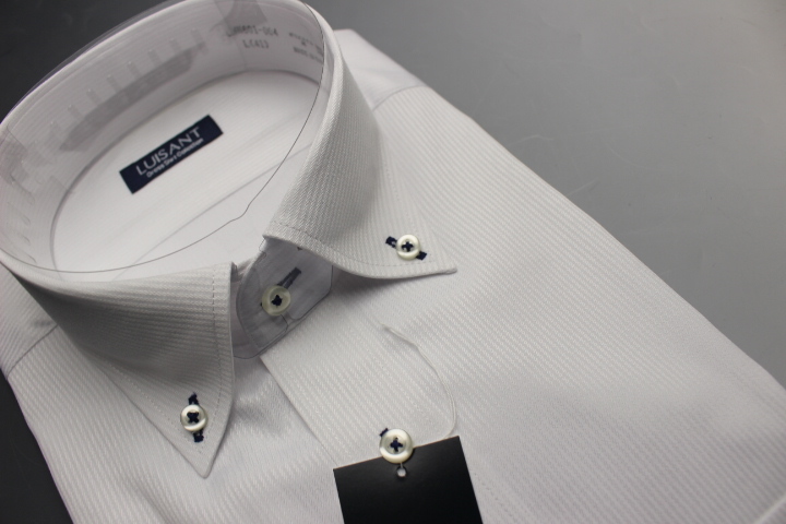 3枚セット【新品】LUISANT(山喜) ボタンダウン/ワイシャツ 半袖 /標準体 形態安定  M(39cm) 白/ストライプ柄 /UNN601/004(7B278拍卖