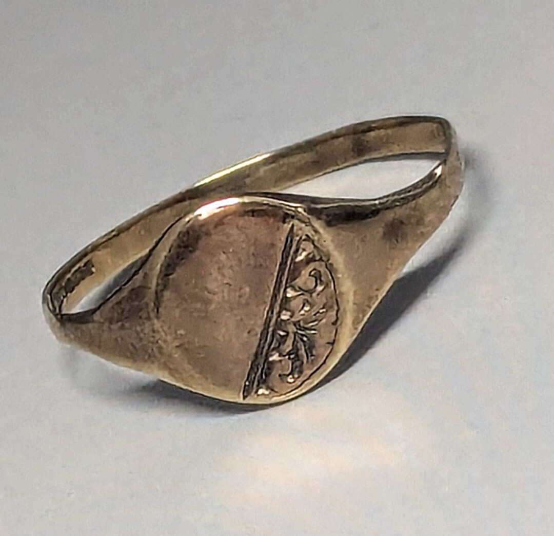 アールデコ期【Vintage】シグネットリング 印台9金 Gold ゴールド 375 9ct 英国 イギリス製 MADE IN UKホールマーク有拍卖