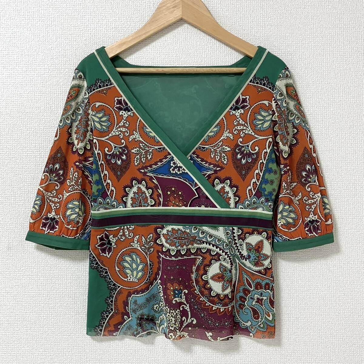 VIVIENNE TAM paisley painting mesh パワーネット ペイスリー柄 カシュクール カットソー ヴィヴィアンタム ブラウス archive 5050442拍卖