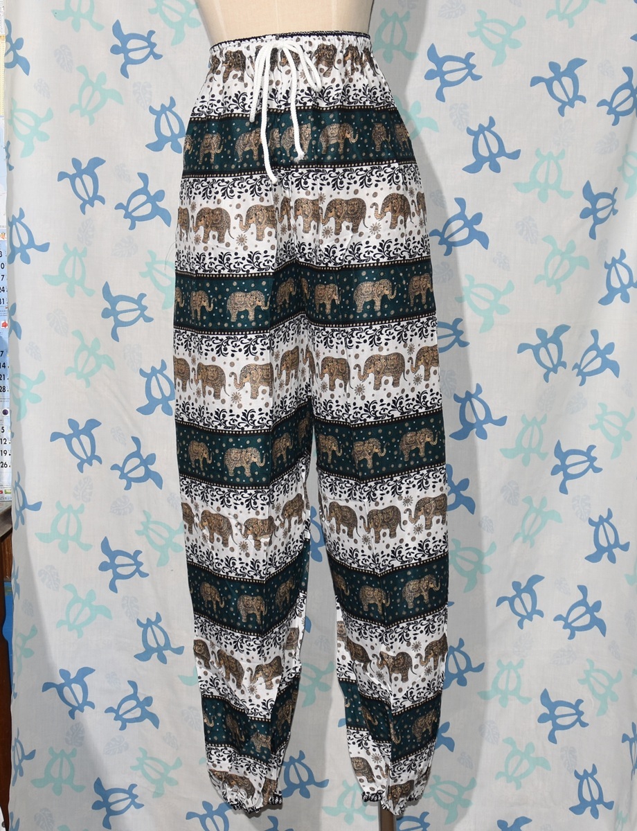 ★タイパンツ★象柄★アジアンエスニック★ヨガパンツ★イージーパンツ★男女兼用★新品★B84GR拍卖