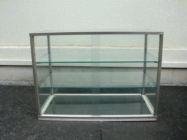 大型 ガラスケース ショーケース ステンレスフレーム 陳列 ディスプレイ ガラス棚 310×600×430mm 昭和 レトロ拍卖