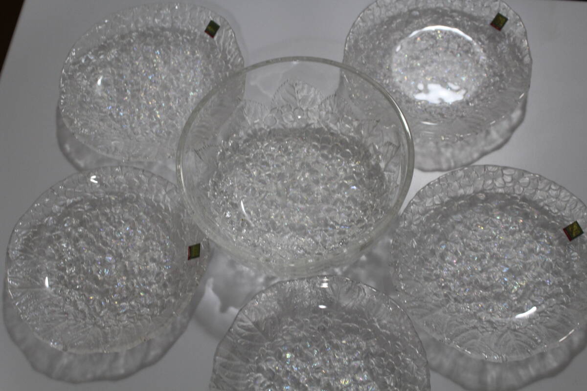 ■HOYA GLASS■大鉢(サラダボウル)&小皿5枚セット■未使用品■送料無料■拍卖