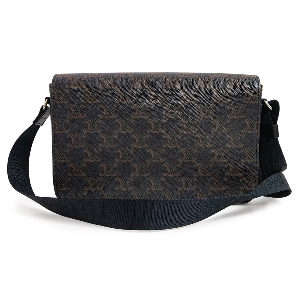 (新品・未使用品)セリーヌ CELINE フラップ メッセンジャー ショルダーバッグ トリオンフキャンバス カーフ レザー ブラック 111592ETH拍卖