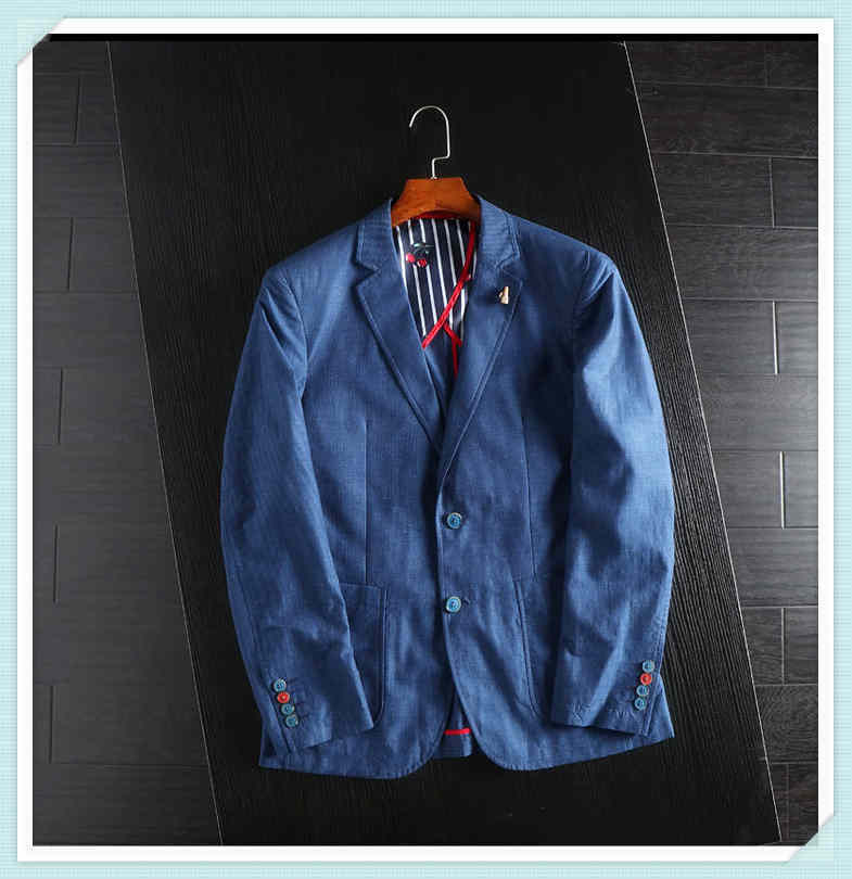 XZ-15-NJ(実寸46A S-M)新品 薄 春夏 リネン 完売■北欧 高級セレブdesigner* 超スタイリッシュ! 高品質 メンズ 紳士 ジャケット スーツ拍卖