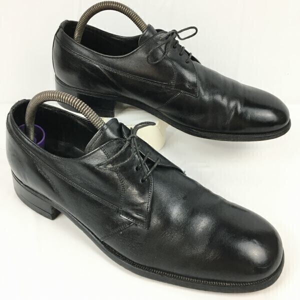 1977年製?USA表記なし/ビンテージ品 FLORSHEIM/フローシャイム プレーントゥ 黒 サイズ10D/27.5-28.0程度 管NO.WZB-213拍卖