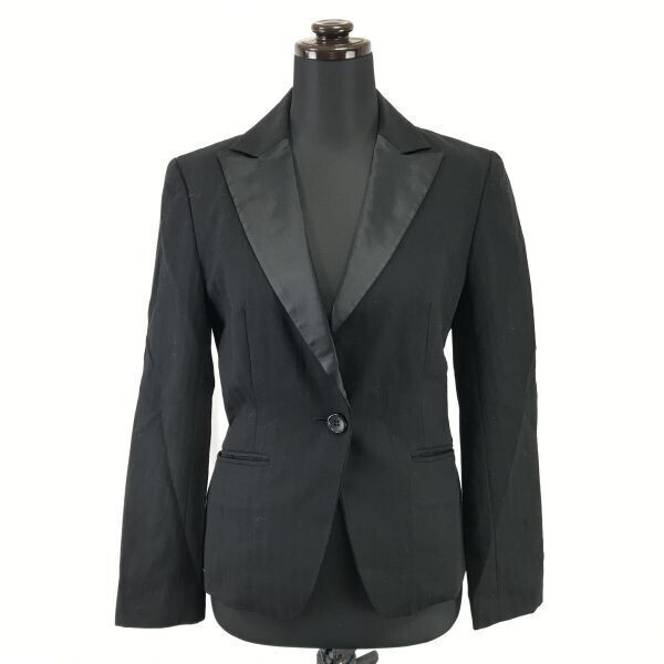 ボナジョルナータ/BUONA GIORNATA★襟元サテン/シングルジャケット【レディースS/黒/black/ウール100%/】Jackets◆BH273拍卖