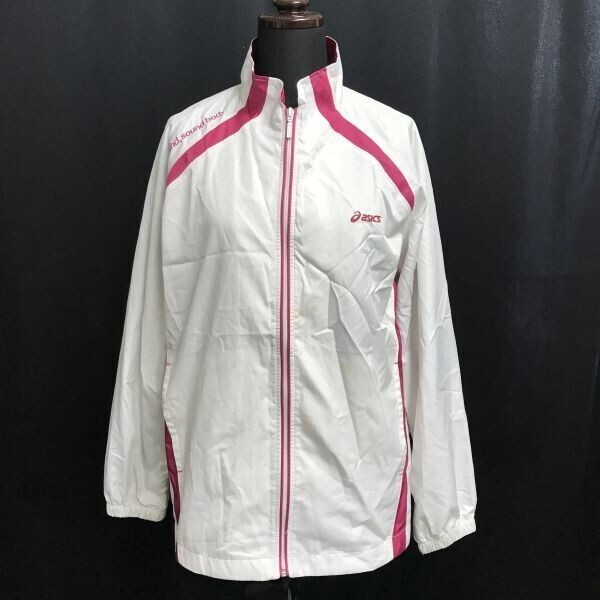 アシックス/asics★シャカジャージジャケット【レディースM/白×ピンク/white×pink】スポーツウェア/ジップアップ/jacket◆BH762拍卖