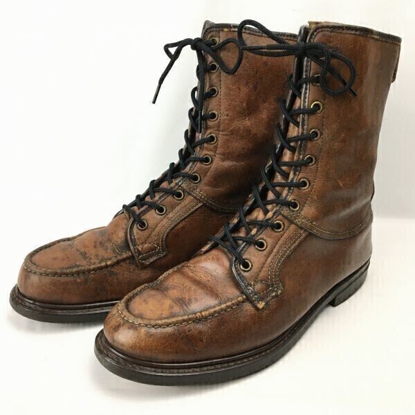 80s-90s?/USAビンテージ【サイズ10D/27.5-28.0】 グッドイヤー製法 オイルドレザー 10ホール/ミドル丈/ワークブーツ 茶 管NO.WM54拍卖