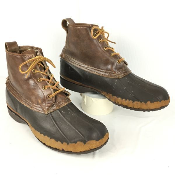 70s-80s?/MAINE/USA製/Vintage★L.L.BEAN/エルエルビーン【26.5-27.5cm程度 BROWN】ショート丈/ビーンブーツ/LEATHER/SHOES 管No.XA227拍卖