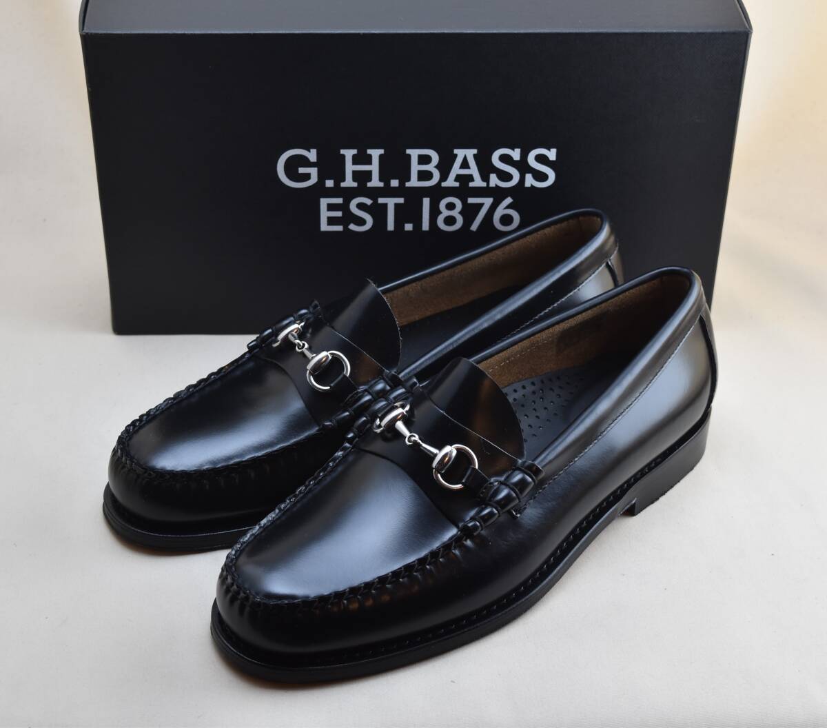 G.H BASS バス ビットローファー LINCOLN リンカーン ブラックレザー レザーソール US10 27.5-28cm相当 未使用品拍卖