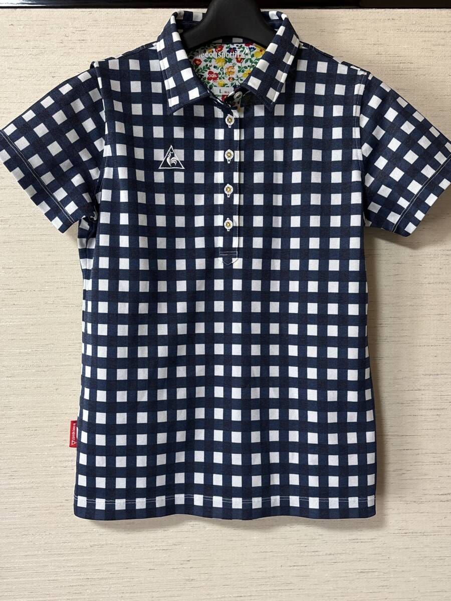 le coq sportif(ルコックスポルティフ) GOLF COLLECTION 半袖 ポロシャツ 藍×白 サイズL レディース ゴルフ拍卖