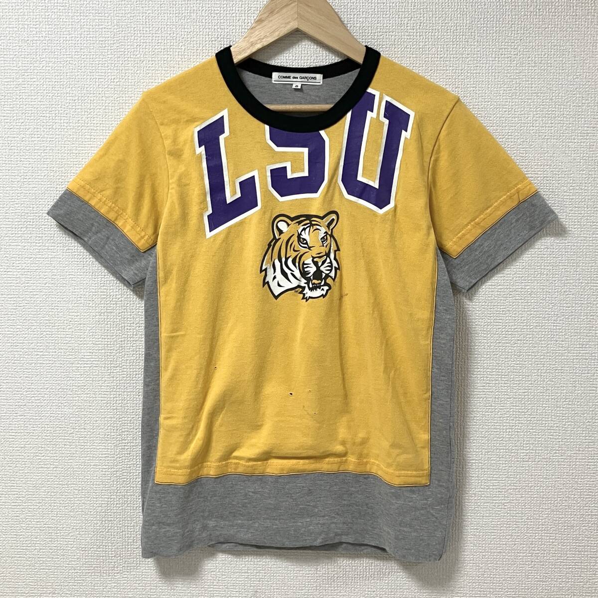 COMME des GARCONS original 古着 再構築 Tシャツ グレー 黄色 Sサイズ コムデギャルソン 半袖 カットソー Tee archive 5060347拍卖